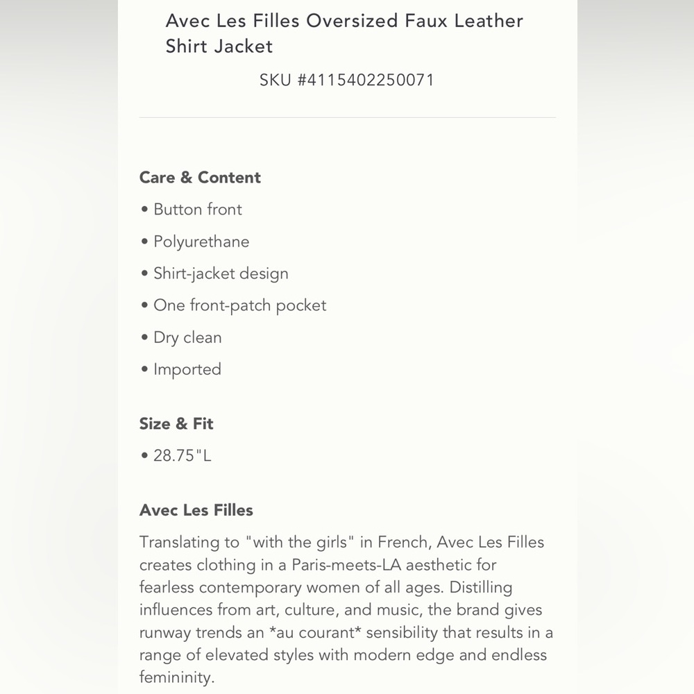 Anthropologie Aves Les Filles faux leather oversized shirt jacket in dark green - Picture 5 of 12
